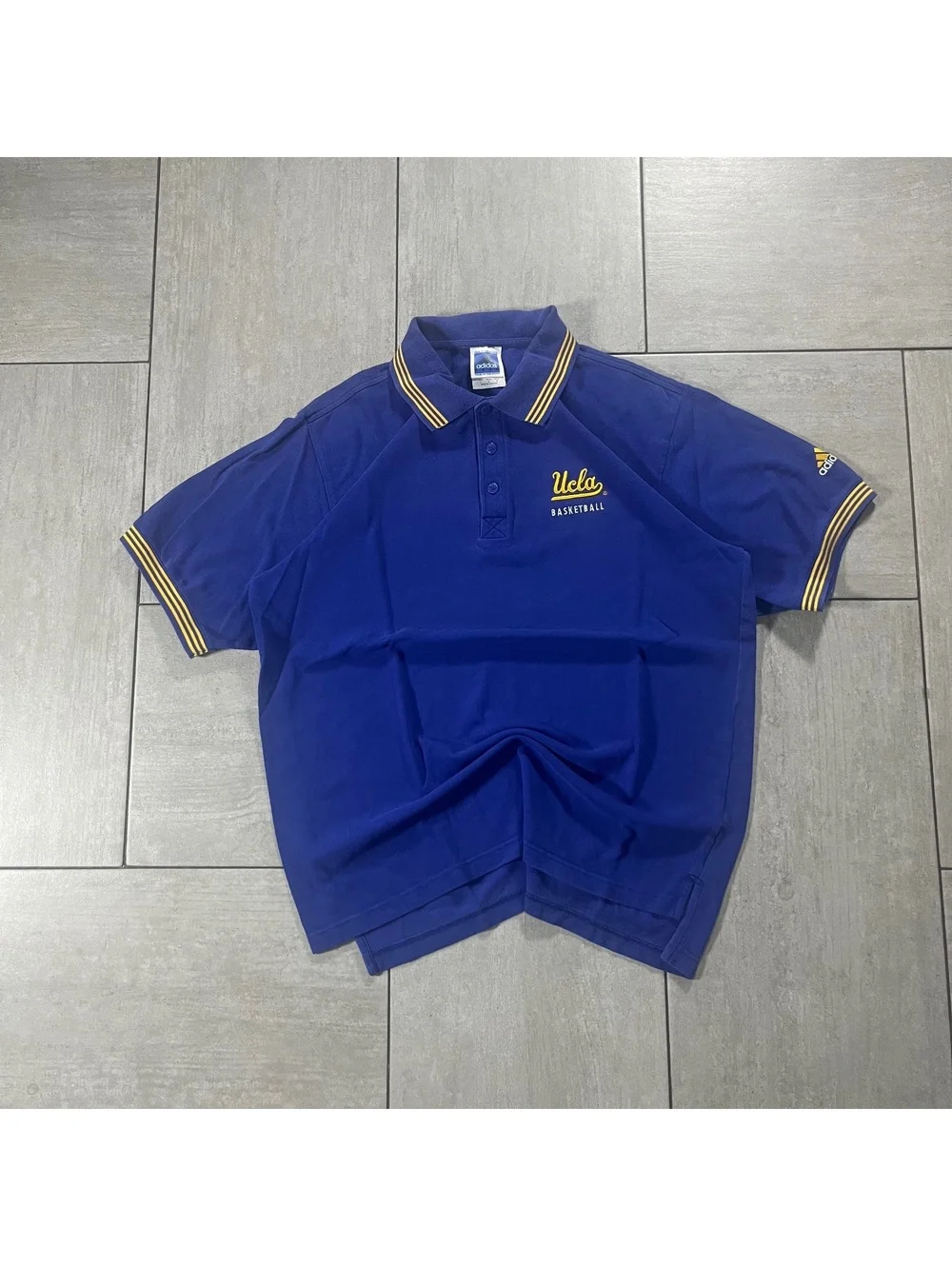 Vintage Adidas UCLA Basketball Polo Shirt Large